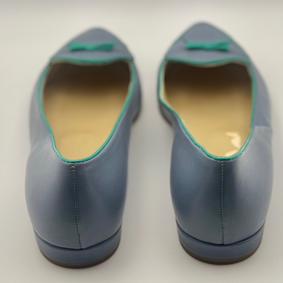 J. CREW Two-tone Pointed Toe Flats Contrast Bow & Piping, Periwinkle, Size 7 - Picture 8 of 11